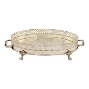 Vintage Silver Plate Footed Tray With Gallery
