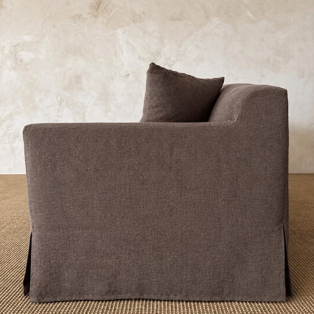 Linen Carmel Sofa Slip Covered in 100% Belgian Linen For Sale - Image 8 of 11
