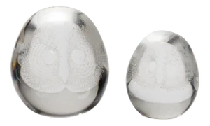 1988 Mats Jonasson Studio Signed Crystal Owls - a Pair