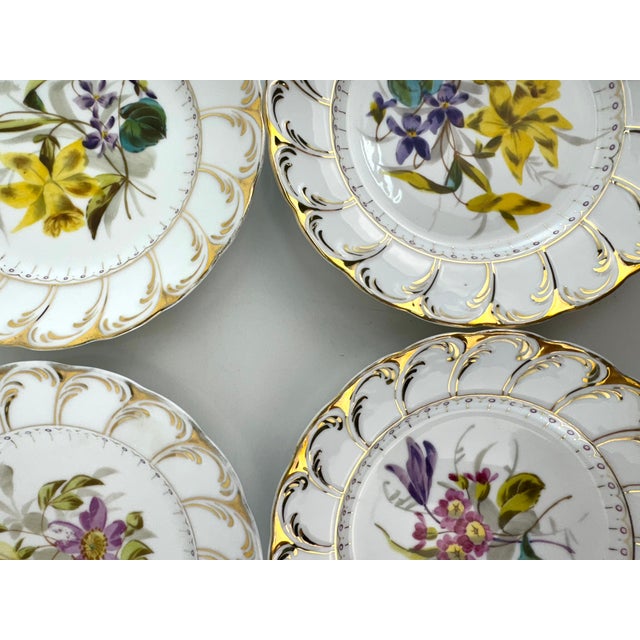 White Antique German Porcelain Floral Plates in the Manner of Carl Tielsch - Set of 12 For Sale - Image 8 of 10