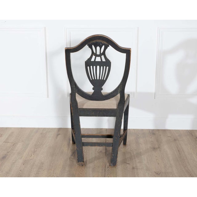 Set of Four 19th Century Swedish Blackened Wood and Gilt Lyre-Back Chairs For Sale - Image 9 of 18