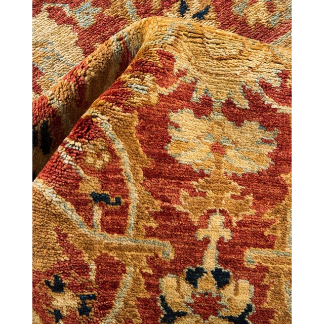 Textile Vintage Traditional Hand Knotted Wool Area Rug, Orange - 8'1" X 9'10" For Sale - Image 7 of 9
