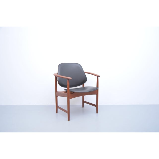 Mid-Century Teak Armchair attributed to Arne Hovmand-Olsen for Jute, 1950s For Sale - Image 11 of 11