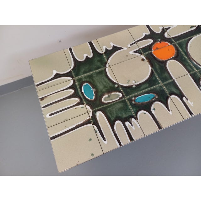 Vintage Coffee Table in Ceramic, Chrome Metal and Wood, 1970s For Sale - Image 9 of 16