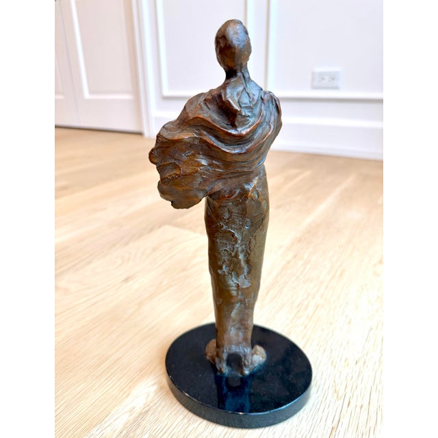 Late 20th Century Signed Limited-Edition Modernist Cast Bronze Draped Female Sculpture, 7/21 For Sale - Image 5 of 12