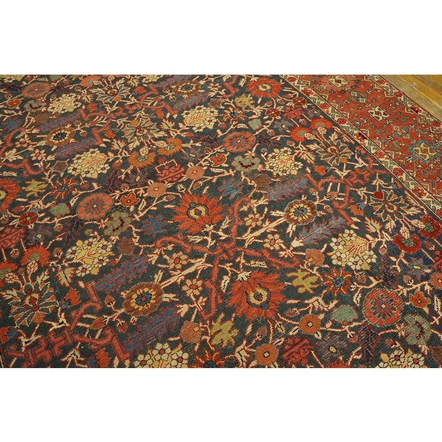 Textile 1850s Blue Navy Floral Herati Antique n.w. Persian Gallery Rug 6'10"x 18'10" Handknotted Wool Carpet For Sale - Image 7 of 8