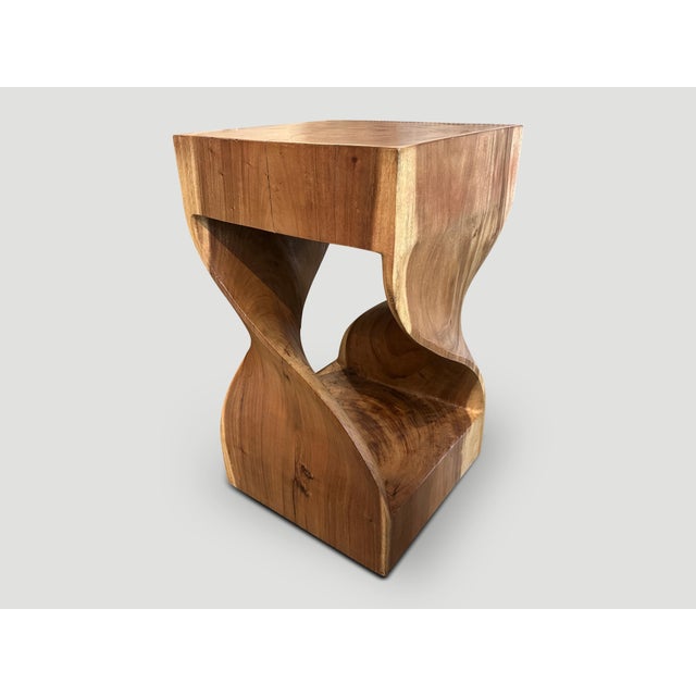 Contemporary Andrianna Shamaris Sculptural Suar Wood Side Table or Pedestal For Sale - Image 3 of 6