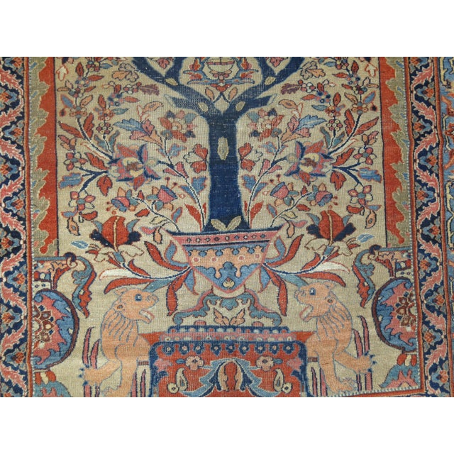 19th Century Zabihi Collection Persian Pictorial Doroksh Prayer Rug - 4'3" x 6'1" For Sale In New York - Image 6 of 8