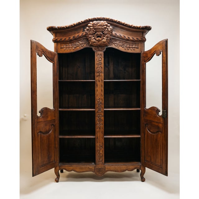 Mid 19th Century Mid 19th Century French Louis XV Revival Carved Oak Display Armoire For Sale - Image 5 of 11