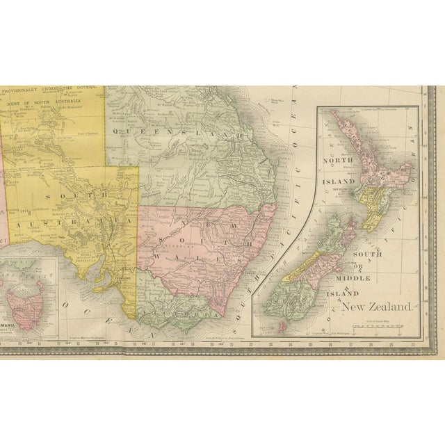 Antique Australia and New Zealand Map, 1888 For Sale - Image 3 of 10