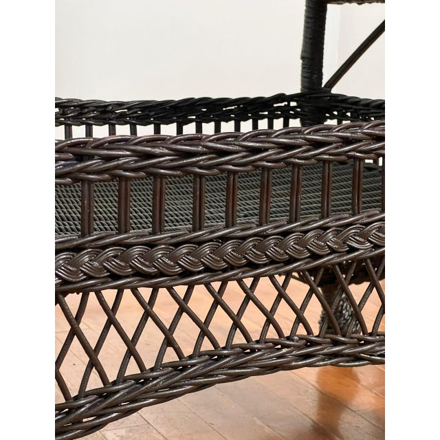Bar Harbor Wicker Library or Side Table With Magazine Pockets in Brown, C. 1915 For Sale - Image 14 of 18