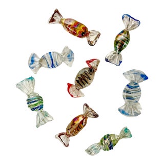 Mid-Century Hollywood Regency Boho Chic Italian Murano Candies - Set of 8. For Sale