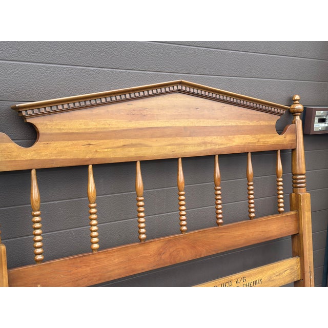 Wood Davis Cabinet Company Cherry Turned Spool Bobbin Full Sized Bed Headboard and Footboard Only For Sale - Image 7 of 12