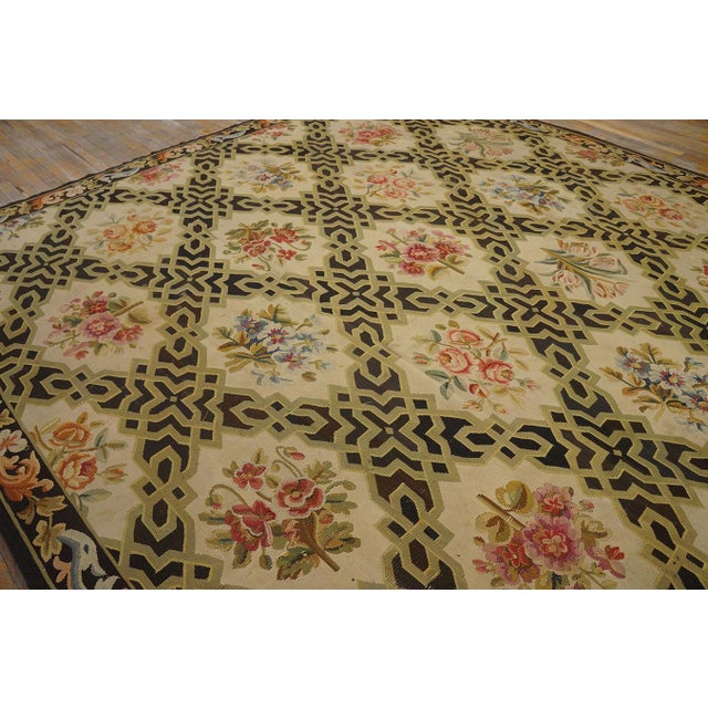Textile 1920s Black Floral Antique French Aubusson Rug 9' 8'' X 15' 3'' Handknotted Wool Carpet For Sale - Image 7 of 10