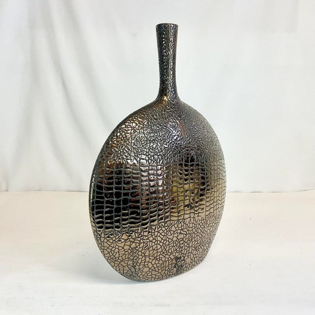 1980s Post Modern Contemporary Faux Reptile Ceramic Vase For Sale - Image 6 of 12