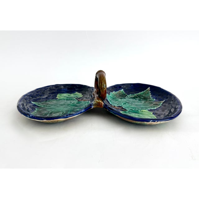 English Antique 19th C George Jones & Sons English Majolica Divided Serving Dish For Sale - Image 3 of 8