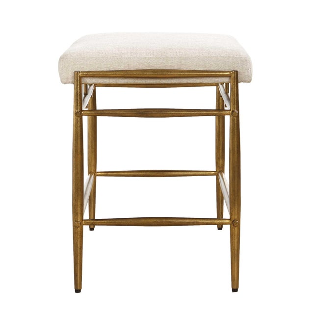 2020s Karleen Plush White Small Brass Bench For Sale - Image 5 of 7
