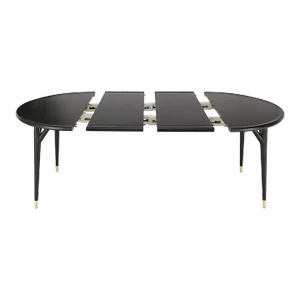 Round Mid Century Ebonized Oak Dining Table w/ Two Leafs Jack Van der Molen