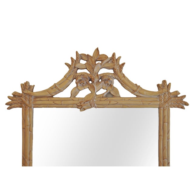 A striking vintage wall mirror by Gampel-Stoll, finished in a pale brown whitewashed patina. This large vertical piece...