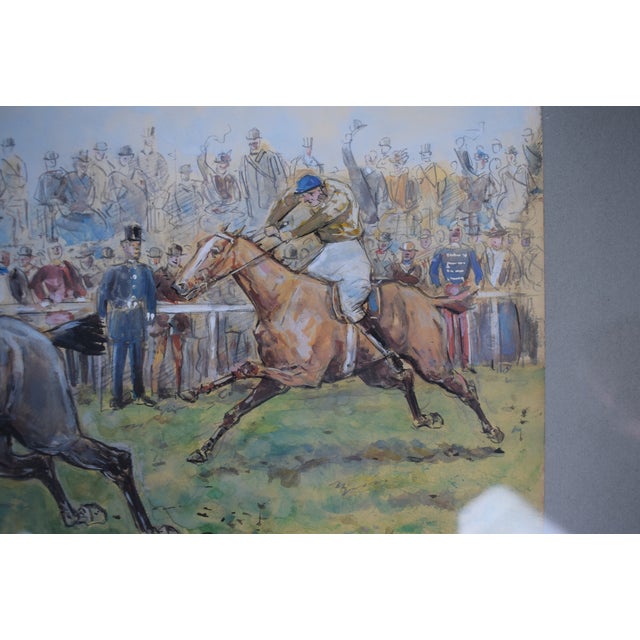 Paint The Duke of Hamilton Winning a Pony Match at Cheltenham October 16th 1866 Watercolour by Finch Mason For Sale - Image 7 of 9