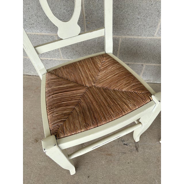 Pottery Barn Pottery Barn Napolean Cream Rush Bottom Side Chairs For Sale - Image 4 of 11