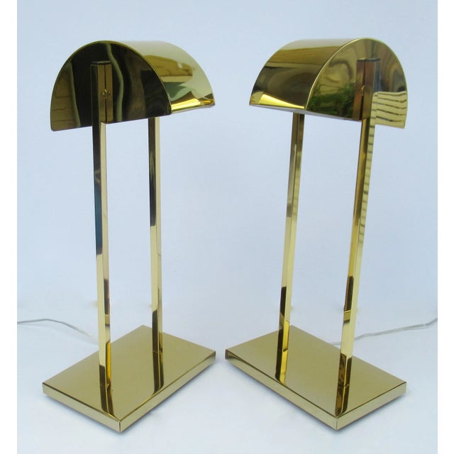 Vintage; C.1970's, Mid-Century; Koch + Lowy,(Mfr.) Lamp Company, George Kovacs designed, demi-lune shaped shaded, brass...