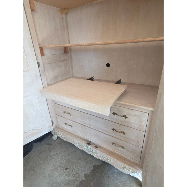 Large White French Style Armoire With Interior Drawers For Sale - Image 11 of 12