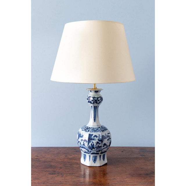 18th Century Dutch Delft Garlic Neck Chinoiserie Vase Table Lamp For Sale - Image 13 of 13