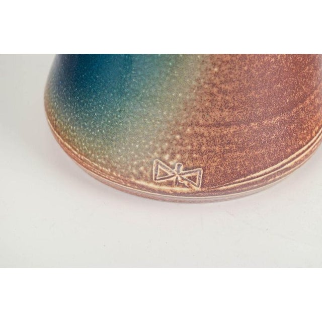 Swedish Studio Potter Tall Conical Stoneware Vase with Multicoloured Glaze, 1980s For Sale - Image 3 of 5