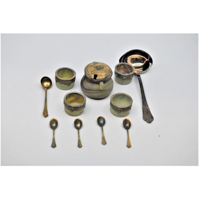 Silver Salt and Pepper Shakers with Glass Cores and Spoons, Set of 11 For Sale - Image 6 of 11