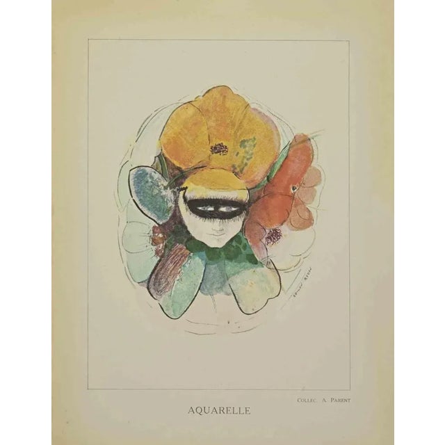 Anémone Humaine Fleurs is a lithograph realized after a watercolor by Odilon Redon. It belongs to the suite "Odilon Redon...
