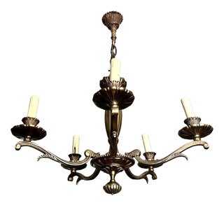 Regency Bronze 5-Light Chandelier, 1950s For Sale