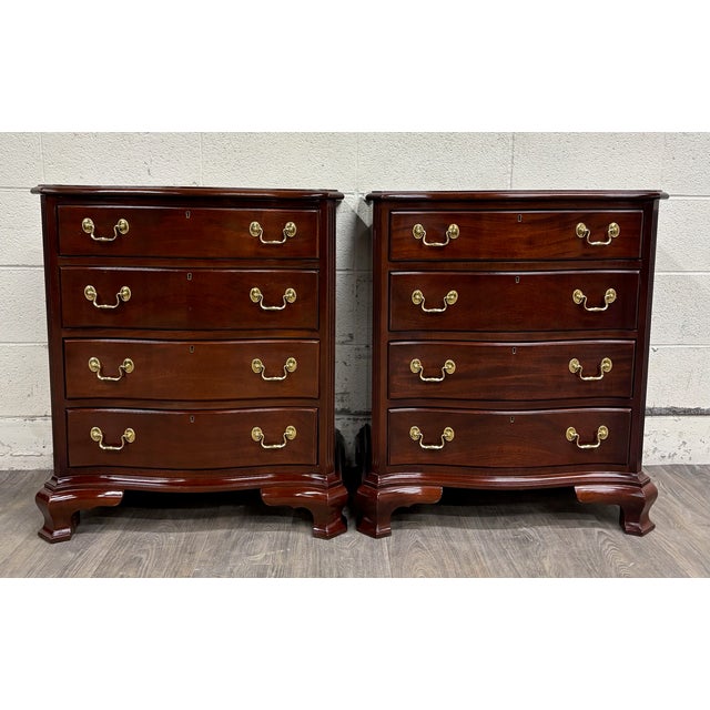 Late 20th Century Vintage Councill Furniture Chippendale Solid Mahogany Nightstands Bedside Tables For Sale - Image 5 of 18