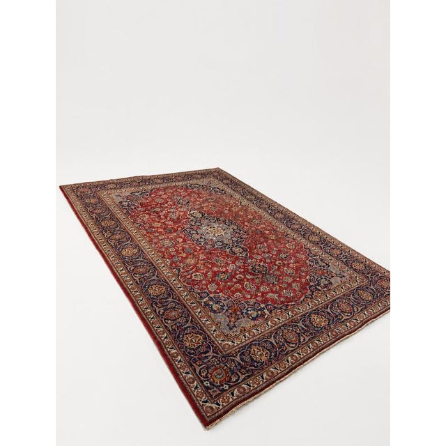 Hand-Knotted Persian Kashan Rug For Sale - Image 9 of 9