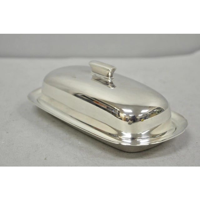 Mid 20th Century Vintage Reed & Barton Art Deco Mid Century Modern Silver Plated Butter Dish For Sale - Image 5 of 13