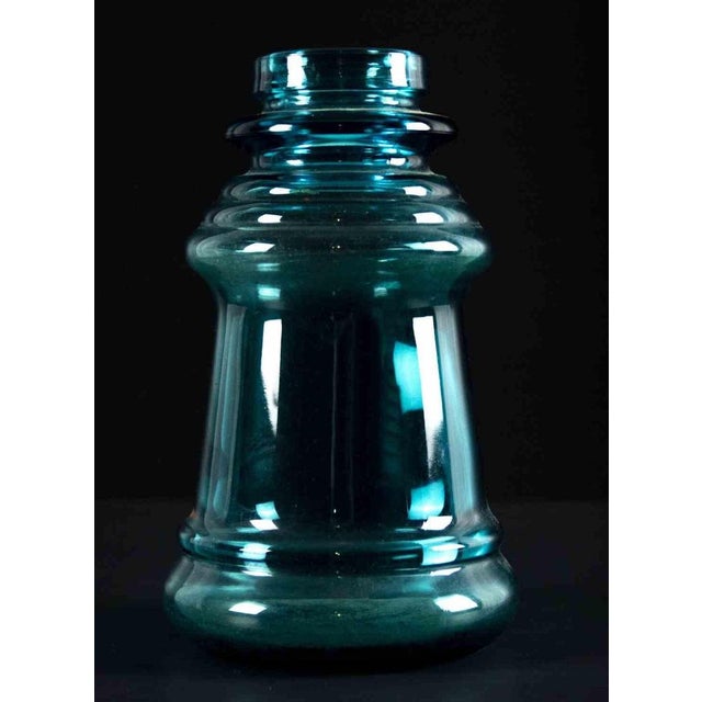 Vintage Italian Layered Turquoise Glass Vase, 1970s For Sale - Image 4 of 5
