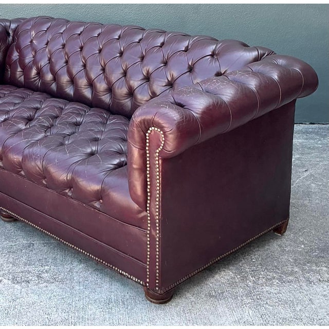 Vintage Tufted Leather Chesterfield Sofa For Sale In West Palm - Image 6 of 12
