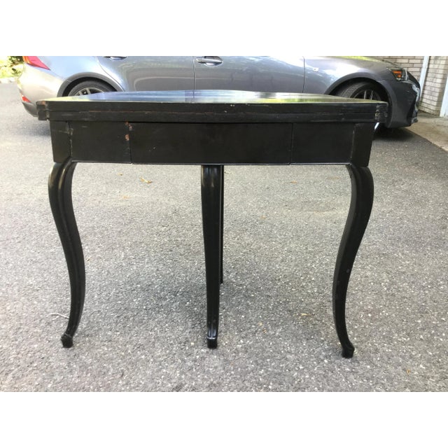 19th C. Napoleon III Black Lacquered Table W/Leather Top For Sale In New York - Image 6 of 11