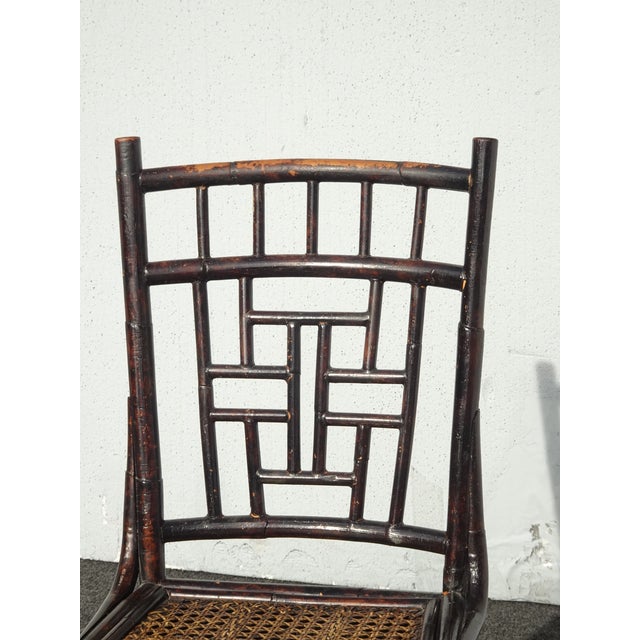 Vintage Chinoiserie Style Bamboo Cane Side Chair For Sale - Image 4 of 18