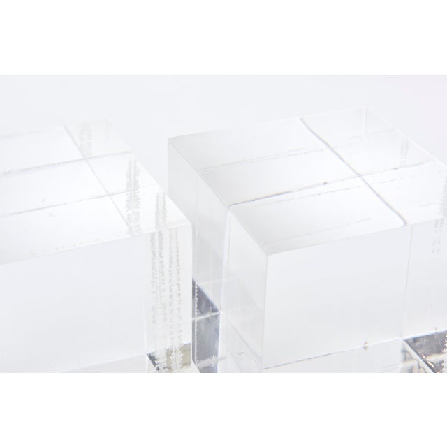 Lucite Square Cube Bookends or Small Pedestals Pair of Vintage | Chairish