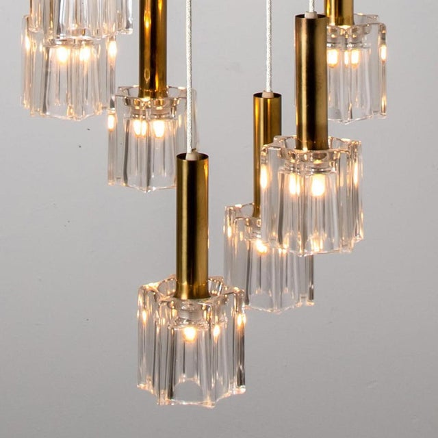 Cascading Glass and Brass Pendant fro Peill Putzler, 1970s For Sale - Image 4 of 18