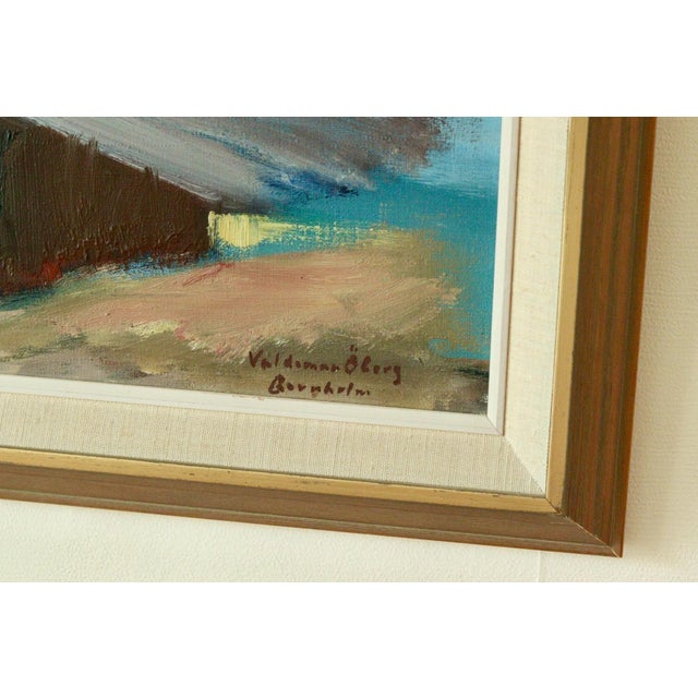 Valdemar Öberg, Landscape with Buildings, 1960s, Oil on Canvas, Framed For Sale - Image 4 of 11