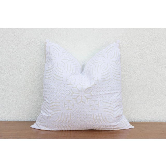 Indian Gopi White Applique Pillow Cover For Sale - Image 3 of 8