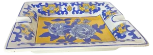 Blue and Yellow Ceramic Ashtray or Vide Poche, Italy, 1960s