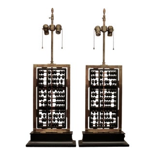 Vintage Abacus Table Lamps - A Pair For Sale