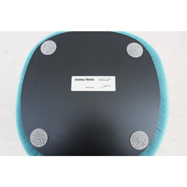 Organic Modern Andreu World Beat Ottoman in Blue Teal Fabric - A Pair For Sale - Image 17 of 18
