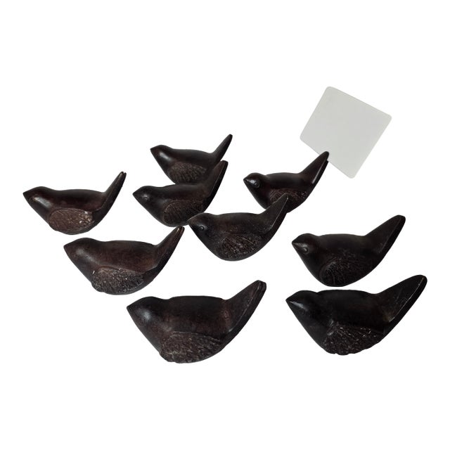 Collection of Bronze Bird Place Card Holders 9 For Sale