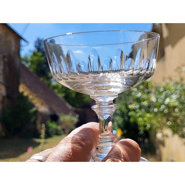 Vintage Crystal Champagne Glasses, 1950s, Set of 7 For Sale - Image 9 of 10