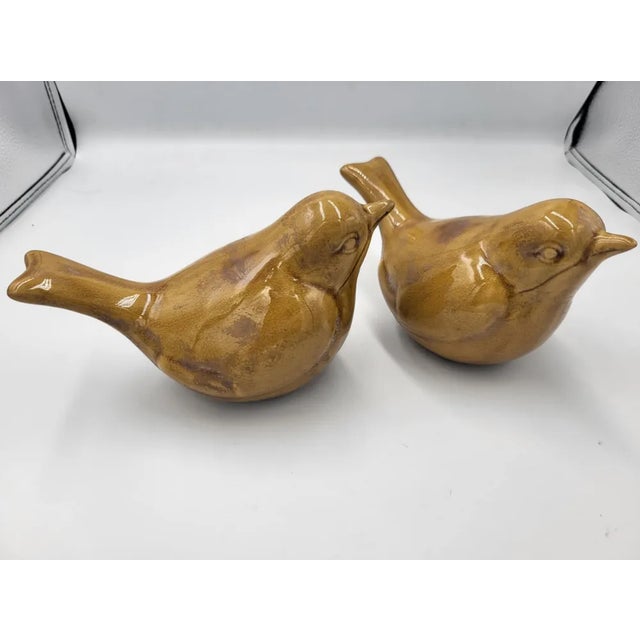 Ceramic bird, vintage 1950s-1970s, identical birds, dimensions: height 11.2 cm, width 10 cm, depth 19.5 cm.