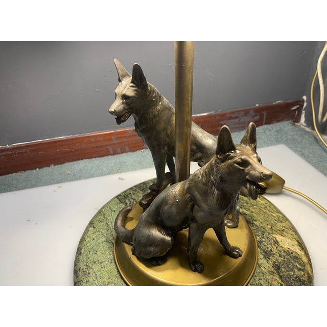 Vintage Dog Table Lamp in the style of Tiffany with Marble Base, 1950s For Sale - Image 6 of 12